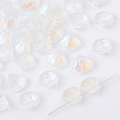 Iridescent white scallop shell beads for DIY jewelry making with transparent luster - Scallop Shape / 20 Pieces/Pack (10x10mm, 6mm Thick) / Blue Light AB