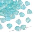 Light blue iridescent scallop shell glass bead for DIY hairpins and jewelry making - Scallop Shape / 20 Pieces/Pack (10x10mm, 6mm Thick) / Gold Glitter Translucent Cyan