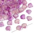 Iridescent purple shell-shaped glass beads with gold dust finish for DIY jewelry - Scallop Shape / 20 Pieces/Pack (10x10mm, 6mm Thick) / Gold Glitter Translucent Purple