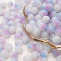 Ronde glazen kralen met blauw en paars kleurverloop op wit voor DIY-sieraden maken - 8mm (50 stuks) / Wit-blauw-paars gradiënt (nr. 10)