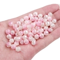 8mm rose-shaped acrylic pearls in light pink and cream white for DIY jewelry making - 100 Pieces Pack / White Gradient Pink