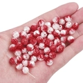 Red and white gradient acrylic rose loose beads for DIY jewelry and handmade crafts - 100 Pieces Pack / White Gradient Red
