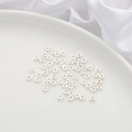 Silver triangle spacer beads for DIY jewelry making in polished metallic finish - Middle Hole Triangle 4x2mm (Aperture 1.5mm) 10 Pieces/Pack / Thick Silver Plated