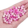 Handmade DIY 8mm rose flower beads with pink gradient pearl finish for jewelry making - 100 Pieces Pack / White Gradient Rose Red