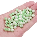 DIY rose shape gradient acrylic beads in light green and pearl white finish - 100 Pieces Pack / White Gradient Green