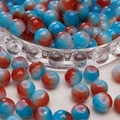 8mm blauwe en rode gradiënt glazen ronde losse kralen voor DIY handgemaakte sieraden - 8mm (30 Stuks/Verpakking) / Rood Blauw Patchwork