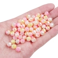 8mm dual-tone gradient rose flower acrylic pearl beads for DIY handmade jewelry crafts - 100 Pieces Pack / White to Yellow Gradient