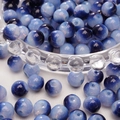 8mm blauwe gradiënt glazen ronde kralen met glitter voor DIY sieraden en armbanden - 8mm (30 Stuks/Verpakking) / Koningsblauw Mix