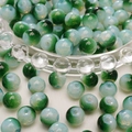 8mm groen-blauwe glazen kralen met goudstof effect voor doe-het-zelf sieraden - 8mm (30 Stuks/Verpakking) / Groen Wit Mix