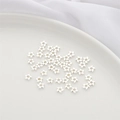 DIY silver flower spacer beads in 14K gold plated copper for bracelet making jewelry - Windmill / 10 Pieces Pack / Thick Silver Plated