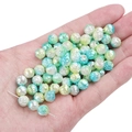 8mm gradient rose pearl acrylic beads in fresh yellow green and blue for DIY jewelry - 100 Pieces Pack / White Green Yellow
