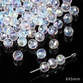 Faceted 6x5mm AB color crystal glass beads for DIY jewelry making and crafts - 6x5mm / 96 Faceted Round Bead / 20Pcs/Pack / White AB Color