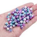 8mm rose engraved purple and blue gradient acrylic beads for DIY jewelry making - 100 Pieces Pack / White Blue Purple