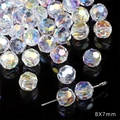 Faceted AB crystal glass beads 8x7mm for DIY jewelry making with rainbow luster - 8x7mm / 32 Faceted Round Bead / 10Pcs/Pack / White AB Color