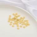 Golden flower-shaped spacer beads with center hole for DIY jewelry making and crafts - Windmill / 10 Pieces Pack / 14K Gold Plated