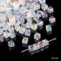 Sparkling 4mm cube glass crystal beads with colorful AB coating for DIY jewelry making - 4mm / Square Beads / 10Pcs/Pack / White AB Color