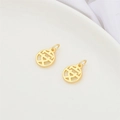 14K gold plated round hollow pendant with traditional Chinese Xi character pattern - 10mm An Character 14K Gold Plated