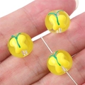 Handmade yellow glass beads with butterfly pattern for DIY jewelry and bracelets - 12mm (Hole approx 1mm) / Yellow Butterfly 2 Pcs/Pack