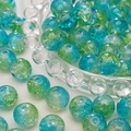 Blauw-groene crackle glaskralen met goudfolie voor het maken van DIY-sieraden - 10mm (Set van 20) / Blauw Groen Mix