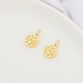14K gold plated hollow round charm with traditional Chinese geometric pattern for DIY jewelry - 10mm Le Character 14K Gold Plated