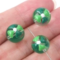 Hand-painted green glass beads with four-leaf clover pattern for DIY jewelry making - 12mm (Hole approx 1mm) / Green Cross Flower 2 Pcs/Pack