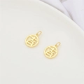 14K gold plated round hollow pendant with Chinese 'Ji' character for DIY jewelry - 12mm Ji Character 14K Gold Plated