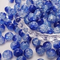 Blauwe krakelé glazen kralen met ijsbloem textuur voor DIY sieraden maken projecten - 10mm (Set van 20) / Koningsblauw Mix