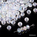 Faceted iridescent crystal beads 6x4mm for DIY jewelry making and bracelet craft - 6x4mm / Flat Bead / 20Pcs/Pack / White AB Color