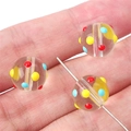 DIY glass beads with colorful hand-painted polka dots for jewelry making - 12mm (Hole approx 1mm) / Red Yellow Blue Dots 2 Pcs/Pack