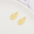 14K gold-plated circular Fu character pendant with hollow cutout design for DIY jewelry - 8x15mm Ping An 14K Gold Plated