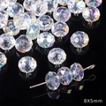 Faceted 8x5mm crystal glass beads with AB iridescent coating for DIY jewelry making - 8x5mm / Flat Bead / 10Pcs/Pack / White AB Color