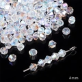 4mm iridescent AB crystal bicone glass beads for DIY jewelry making and bracelets - 4mm / Bicone Bead / 20Pcs/Pack / White AB Color
