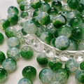 Groen-witte glazen kralen met sterrengoudfolie-textuur voor DIY-sieraden maken - 10mm (Set van 20) / Groen Wit Mix