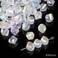 8x6mm faceted crystal glass beads with AB rainbow coating for DIY jewelry making - 8x6mm / Twisted Bead / 10Pcs/Pack / White AB Color