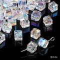 Sparkling 8mm cube AB crystal glass beads for DIY jewelry making and bracelets - 8mm / Diagonal Bead / 10Pcs/Pack / White AB Color