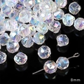 8mm iridescent crystal faceted round beads for DIY jewelry making and bracelets - 8x8mm / Ingot Shape / 10Pcs/Pack / White AB Color