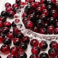 Gepolijste rood-zwarte krakelé glazen kralen voor het zelf maken van handgemaakte sieraden - 10mm (Set van 20) / Rood En Zwart Gesplitst