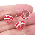 Hand-painted glass beads with red and white polka dots for DIY jewelry making - 12mm (Hole approx 1mm) / Red Stripe White Dots 2 Pcs/Pack