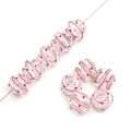 Perline di vetro a bolle rosa e bianche con pois rossi per la creazione di gioielli - 14mm (1 Pezzo/Confezione) / Cerchi Rosa e Bianchi