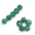 Perla a bolla in vetro natalizio con spirali verdi e punti rossi per gioielli fai-da-te - 14mm (1 Pezzo/Confezione) / Cerchi Verdi