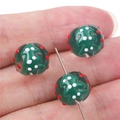 Hand-painted green Christmas tree glass bead for DIY jewelry making and bracelets - 12mm (Hole approx 1mm) / Christmas Tree 2 Pcs/Pack