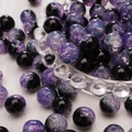 Gepolijste glazen crackle kralen in donkerpaars en zwart voor DIY sieraden maken - 10mm (Set van 20) / Paars Zwart Mix