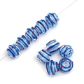 Perle a bolla in vetro fatte a mano con spirali blu e pois rossi per gioielli fai-da-te - 14mm (1 Pezzo/Confezione) / Stile Cerchio Blu