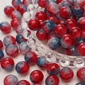 DIY glazen kralen met rood-blauwe craquelé textuur voor handgemaakte sieraden en armbanden - 10mm (Set van 20) / Rood Blauw Patchwork