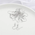 Silver DIY earring hooks with spiral spring and bead detail for handmade jewelry crafting - 20 Pcs/Pack / Style 1 White Gold Plated Hook
