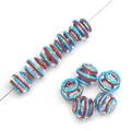 Perline di vetro fatte a mano con spirali rosso blu e pois gialli per gioielli fai da te - 14mm (1 Pezzo/Confezione) / Cerchi Rossi e Blu