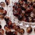 Donkerrode en gouden ronde glaskralen met crackle effect voor DIY sieraden maken - Koffie-Geel Goudfolie Crackle Stijl / 20 Stuks/Verpakking (10mm) / Roodgoud Crackle