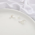 Silver screw-on clip-on earring converters for DIY jewelry making with flat round base - 14x17mm (4 Pcs/Pack) / Thick Silver Plated Screw Ear Clip