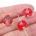 Hand-painted clear glass bead with 3D red heart pattern for DIY jewelry making - 12mm (Hole approx 1mm) / Red Heart 2 Pcs/Pack