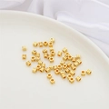 Perline distanziali a cubo cavo placcate oro 14K con strisce per creazione di gioielli - Quadrato Strutturato con Linee / 3x3 mm (10 pezzi/confezione) / Oro